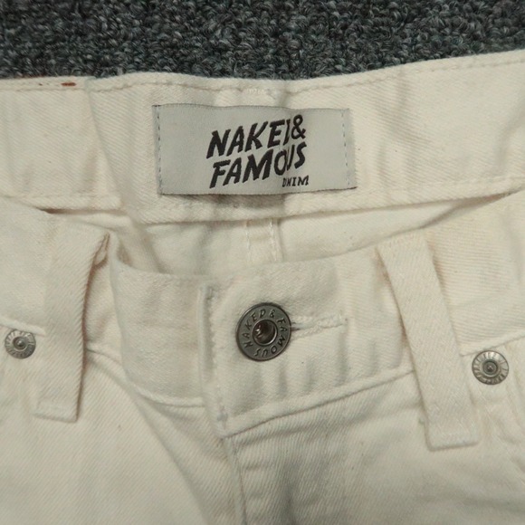 Naked & Famous Jeans Mens 30x33 Cream 5 Pocket Super Guy Natural Seed Denin - Picture 4 of 14